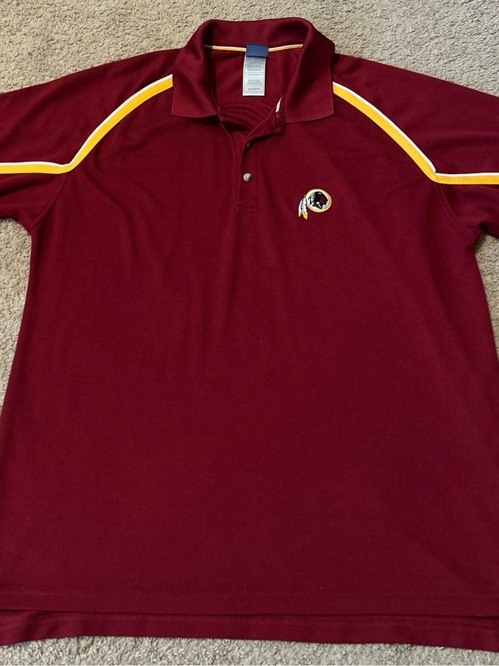 Washington Redskins Reebok Polo Shirt Men Large Red PlayDry Football NFL Vintage